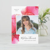 Invitation Aquarelle rose Abstraite fête de graduation photo (Debout devant)