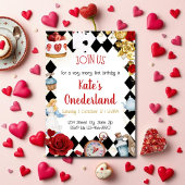 Invitation Aquarelle rose Alice dans l'Onederland Anniversair