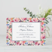 Invitation Aquarelle | Rose anglais - Mariage (Debout devant)