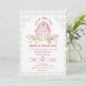 Invitation Aquarelle rose animaux de ferme Baby showers Invit (Debout devant)