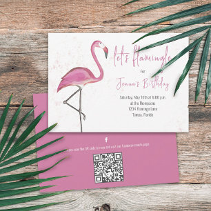 Invitation Aquarelle rose Anniversaire Flamingle Simple