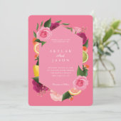 Invitation Aquarelle rose Aquarelle Fruit Citrus Floral Rose (Debout devant)