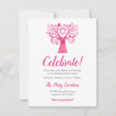 Invitation Aquarelle rose Arbre de vie Réception (Devant)