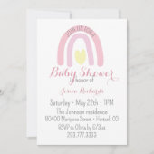 Invitation Aquarelle rose arc-en-ciel Baby shower fille (Devant)