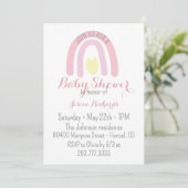 Invitation Aquarelle rose arc-en-ciel Baby shower fille (Debout devant)