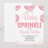 Invitation Aquarelle rose arroser Baby shower de beignes (Devant / Derrière)