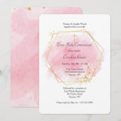 Invitation Aquarelle rose avec cadre doré (Devant / Derrière)