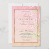 Invitation Aquarelle rose Baby shower de gloire du matin (Devant)