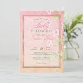 Invitation Aquarelle rose Baby shower de gloire du matin (Debout devant)