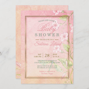 Invitation Aquarelle rose Baby shower de gloire du matin