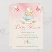 Invitation Aquarelle rose Baby shower Fée (Devant / Derrière)
