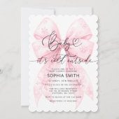 Invitation Aquarelle rose Baby shower fille Bow (Devant)