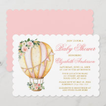 Aquarelle rose Baby shower Floral Air Balloon
