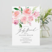 Invitation Aquarelle rose Baby shower Floral Brunch (Debout devant)