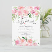 Invitation Aquarelle rose Baby shower Floral Brunch (Debout devant)