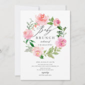 Invitation Aquarelle rose Baby shower Floral Brunch (Devant)