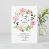 Invitation Aquarelle rose Baby shower Floral Brunch (Debout devant)