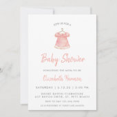 Invitation Aquarelle rose Baby shower Robe fille (Devant)
