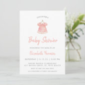 Invitation Aquarelle rose Baby shower Robe fille (Debout devant)
