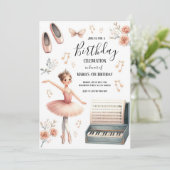 Invitation Aquarelle rose Ballerina Anniversaire de enfant In (Debout devant)