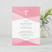Invitation Aquarelle rose Baptême (Debout devant)