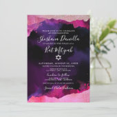 Invitation Aquarelle rose Bat mitzvah juif (Debout devant)