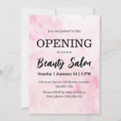 Invitation Aquarelle rose Beauté Salon Grand Ouverture (Dos)