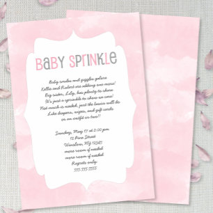 Invitation Aquarelle rose Bébé arroser, baby shower fille