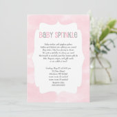 Invitation Aquarelle rose Bébé arroser, baby shower fille (Debout devant)