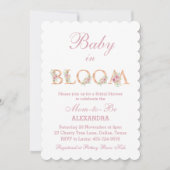 Invitation Aquarelle rose Bébé floral dans le Baby shower en  (Devant)