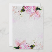 Invitation Aquarelle rose blanc Fête des mariées de pivoine (Dos)