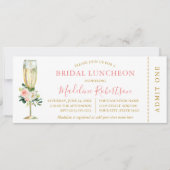 Invitation Aquarelle Rose Blanc Floral Billets Bridal Déjeune (Devant)