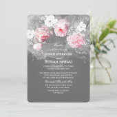 Invitation Aquarelle rose & blanc mariage floral invite (Debout devant)