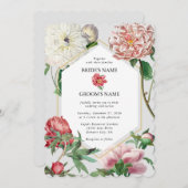 Invitation Aquarelle rose blanc pivoines Mariage (Devant / Derrière)