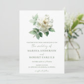 Invitation Aquarelle Rose Blanche Botanique Moderne (Debout devant)