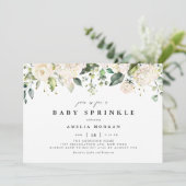 Invitation Aquarelle Rose blanche et Hydrangea Baby Sprinkel (Debout devant)
