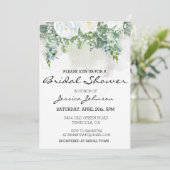 Invitation Aquarelle Rose blanche Eucalyptus Bouquet floral (Debout devant)