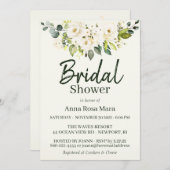 Invitation *~* Aquarelle Rose blanche Fête des mariées Lavand (Devant / Derrière)