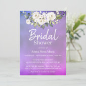 Invitation *~* Aquarelle Rose blanche Fête des mariées Magent (Debout devant)