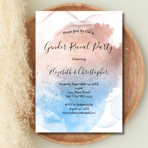 Invitation Aquarelle rose bleu brillant Révélation de genre