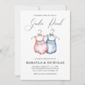 Invitation Aquarelle rose bleu Vêtements de bébé Révélation d (Devant)