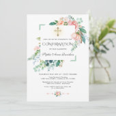 Invitation Aquarelle rose Blush Blanc Floral Confirmation (Debout devant)