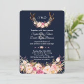 Invitation Aquarelle rose Blush Floral Antlers Mariage de mar (Debout devant)