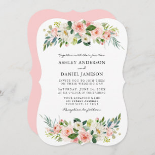 Invitation Aquarelle rose Blush Floral Élégant