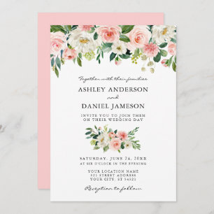 Invitation Aquarelle Rose Blush Floral Mariage élégant