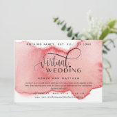 Invitation Aquarelle Rose Blush Gold, Mariage virtuel en lign (Debout devant)