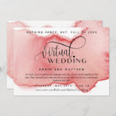 Invitation Aquarelle Rose Blush Gold, Mariage virtuel en lign (Devant / Derrière)