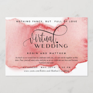 Invitation Aquarelle Rose Blush Gold, Mariage virtuel en lign
