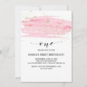 Invitation Aquarelle rose Blush & Gold Sparkday 1er anniversa (Devant)
