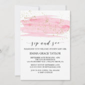 Invitation Aquarelle rose Blush & Gold Sparkhe Sip et voir (Devant)